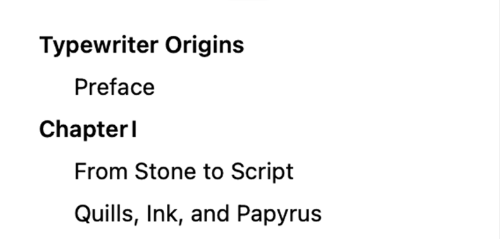 Table of contents outline view