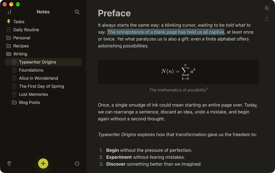 Breveto dark theme with a charcoal sidebar and a blue-gray highlight