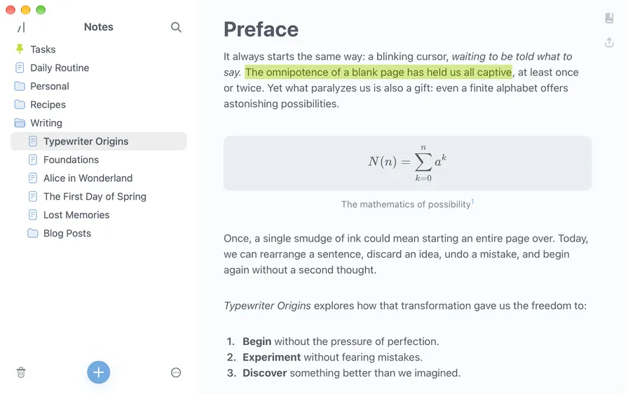 Breveto cool light theme with a pale sidebar, gray headings, and a yellow highlight