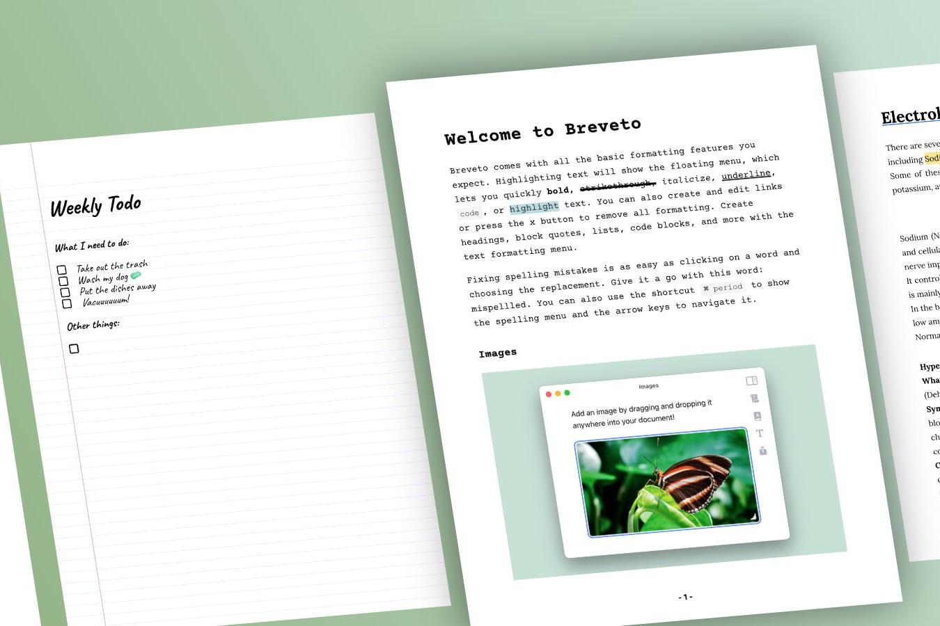 Print styles in Breveto