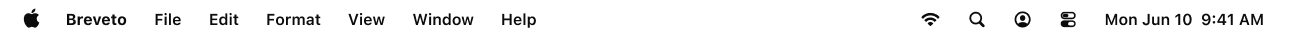 Breveto menu bar