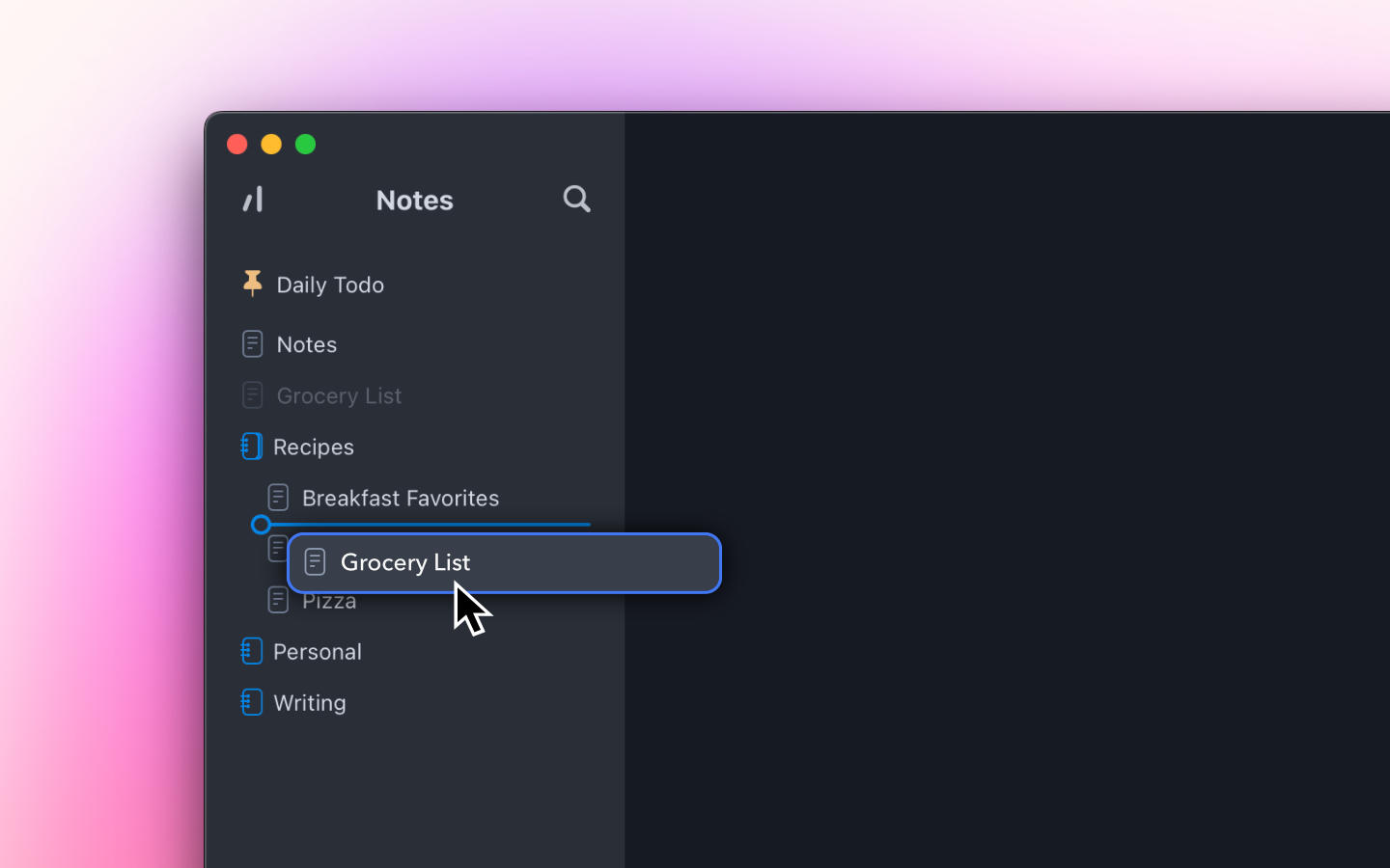 Breveto drag and drop file tree in the sidebar