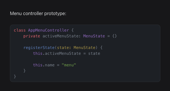 A code block in Breveto