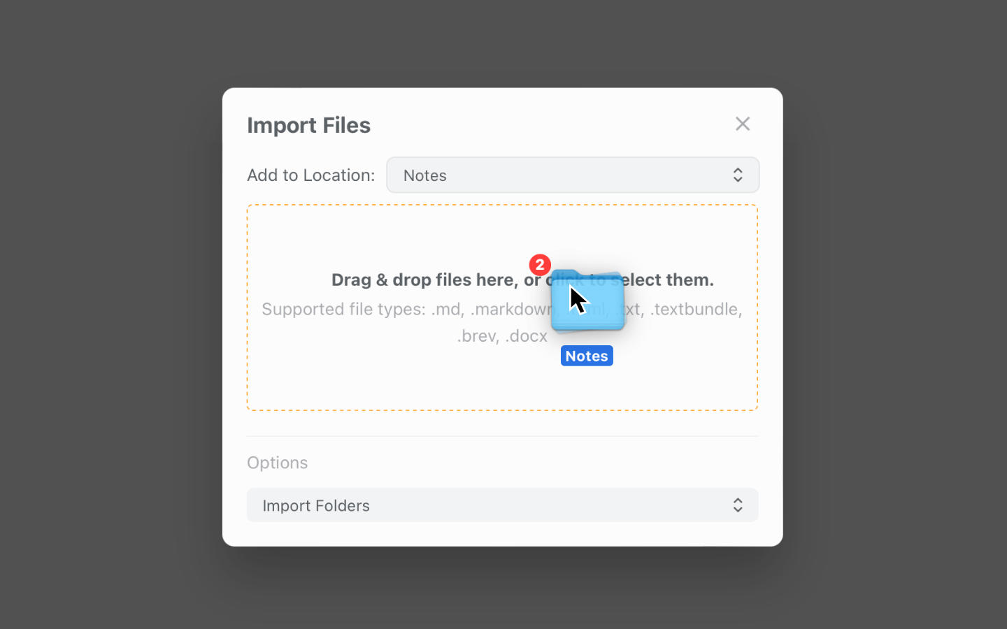 Import files into Breveto