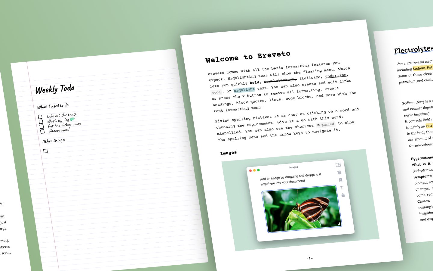 Print styles in Breveto